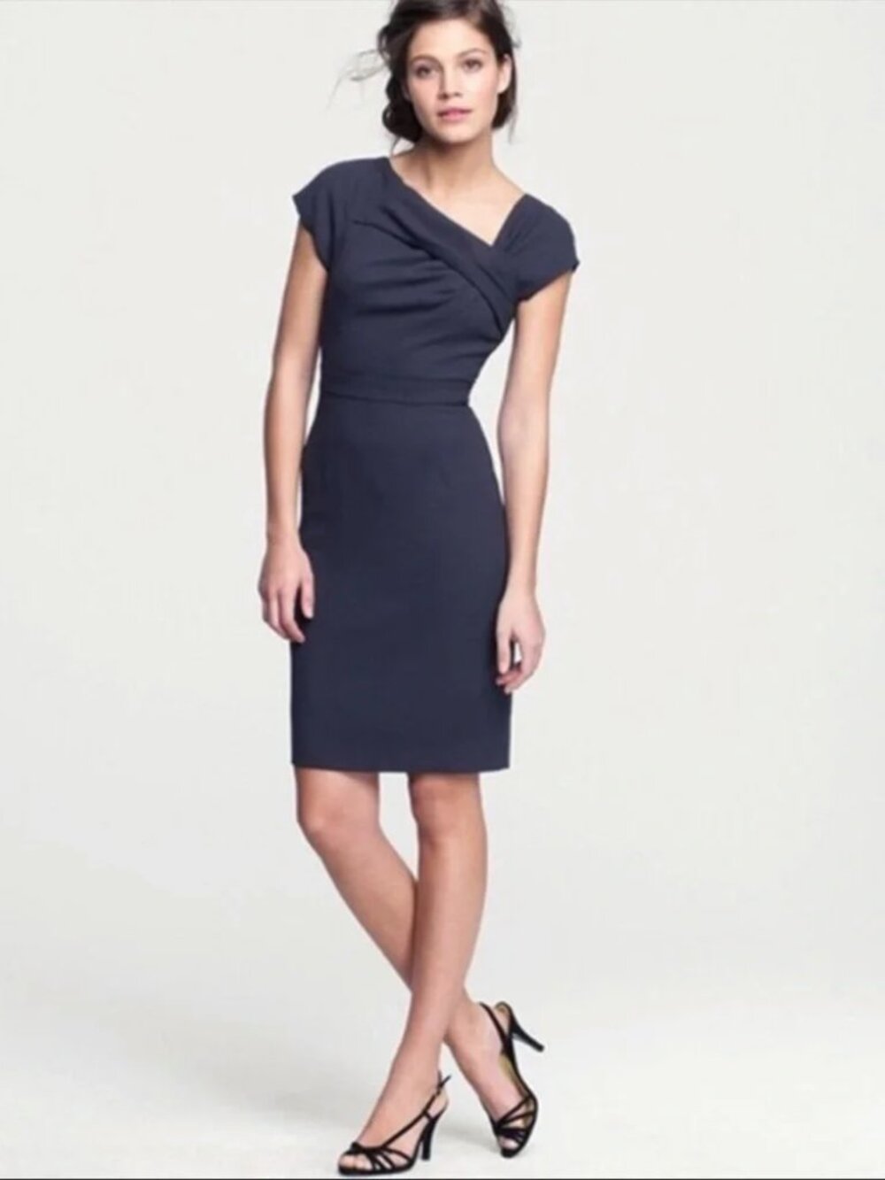 J. Crew Navy Origami Wool Sheath Dress Women's 6